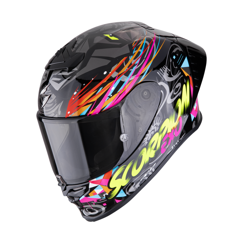 Casco SCORPION EXO-R1 EVO Air Savage Black-Blue-Pink