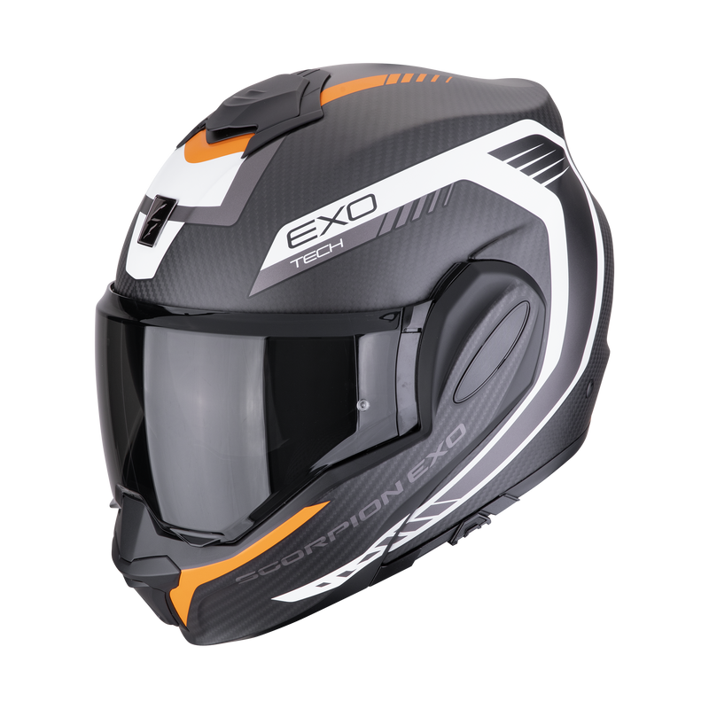 Casco SCORPION EXO-TECH EVO Carbon Cosy Matt Black-Orange