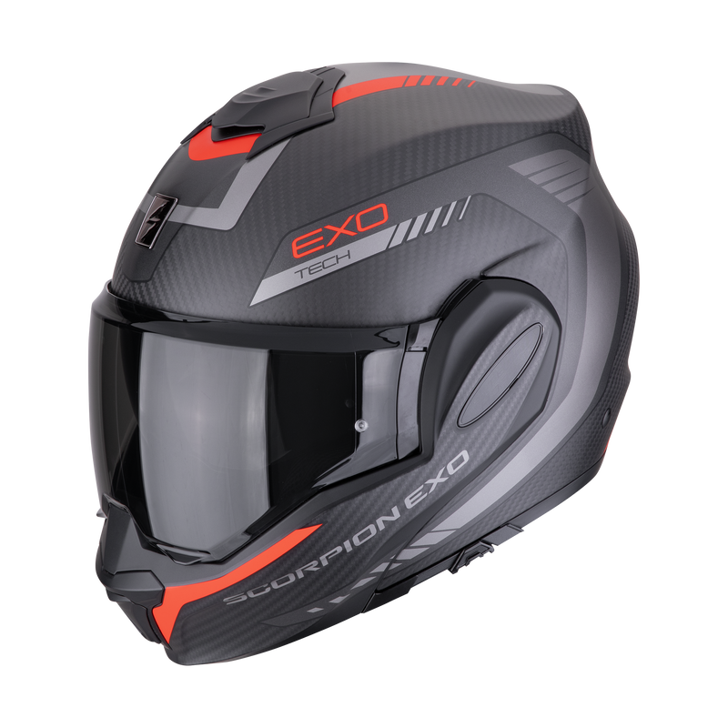 Casco SCORPION EXO-TECH EVO Carbon Cosy Matt Black-Red