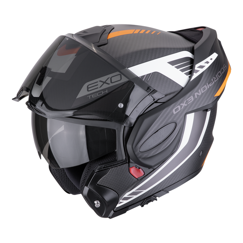 Casco SCORPION EXO-TECH EVO Carbon Cosy Matt Black-Orange