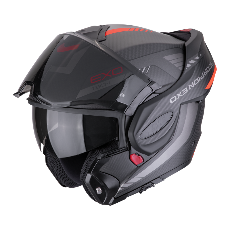 Casco SCORPION EXO-TECH EVO Carbon Cosy Matt Black-Red